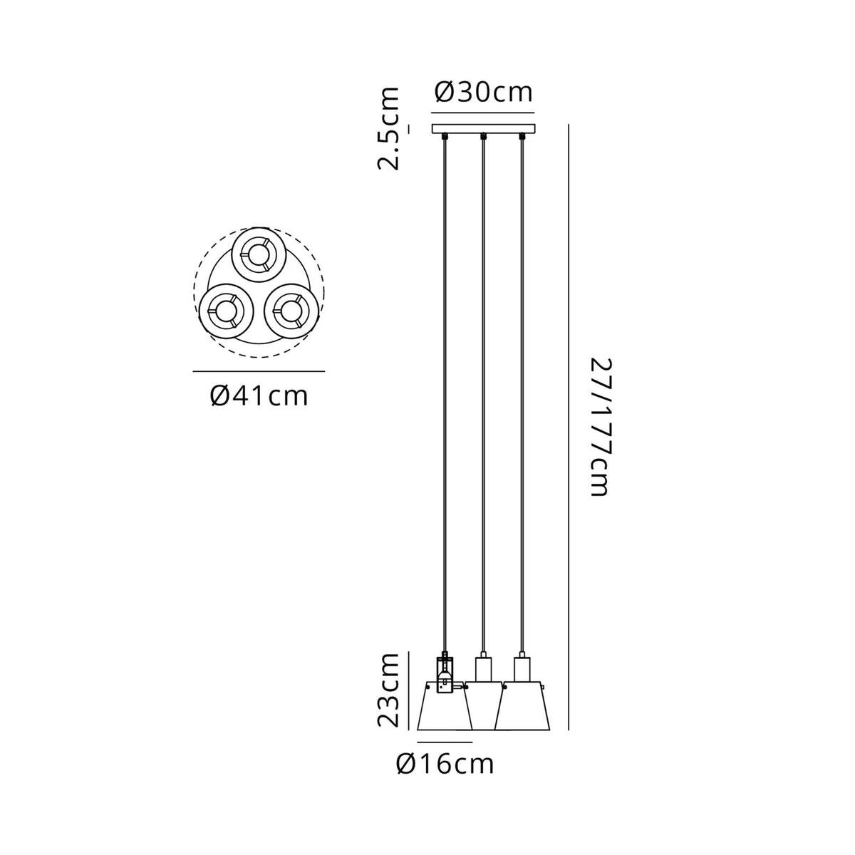 Essington 3 Drop Round Pendant with White Frosted Glass Shades