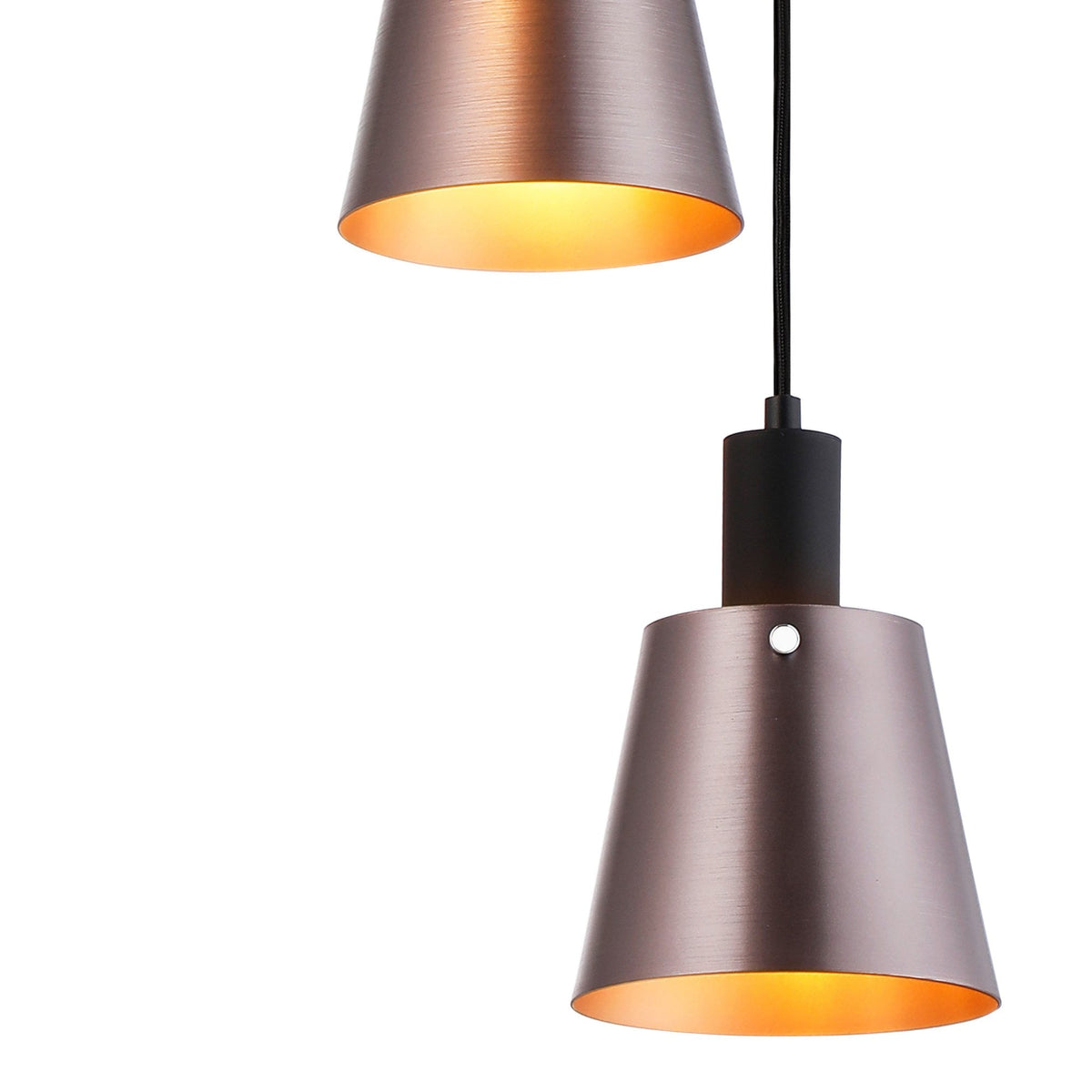 Essington 3 Drop Round Pendant with Brown and Copper Metal Shades