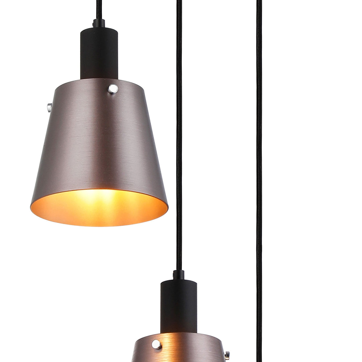 Essington 3 Drop Round Pendant with Brown and Copper Metal Shades