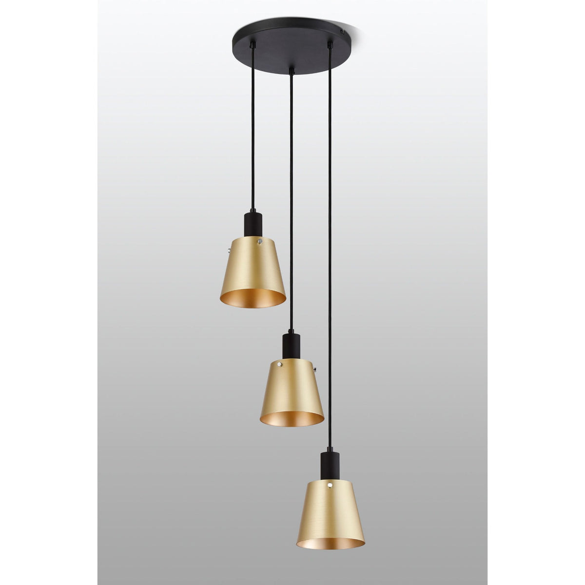 Essington 3 Drop Round Pendant with Brass and Gold Metal Shades