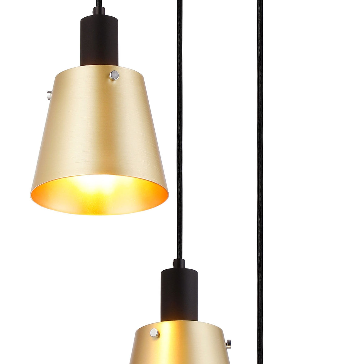 Essington 3 Drop Round Pendant with Brass and Gold Metal Shades