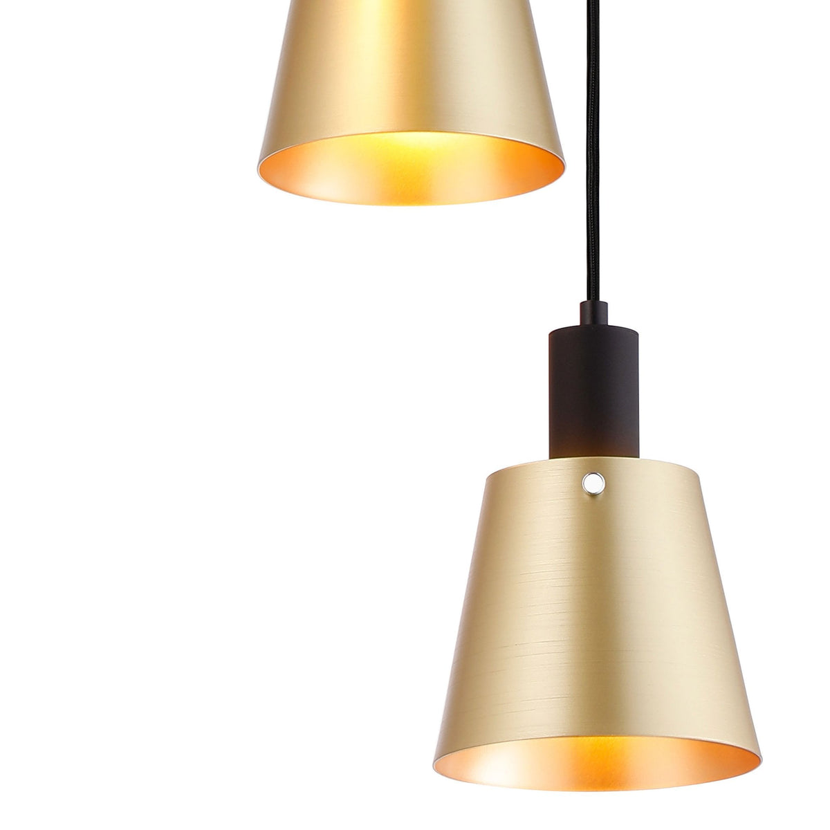 Essington 3 Drop Round Pendant with Brass and Gold Metal Shades