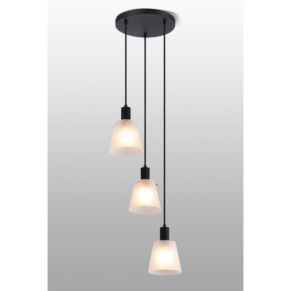 Essington 3 Drop Round Pendant with White Frosted Glass Shades