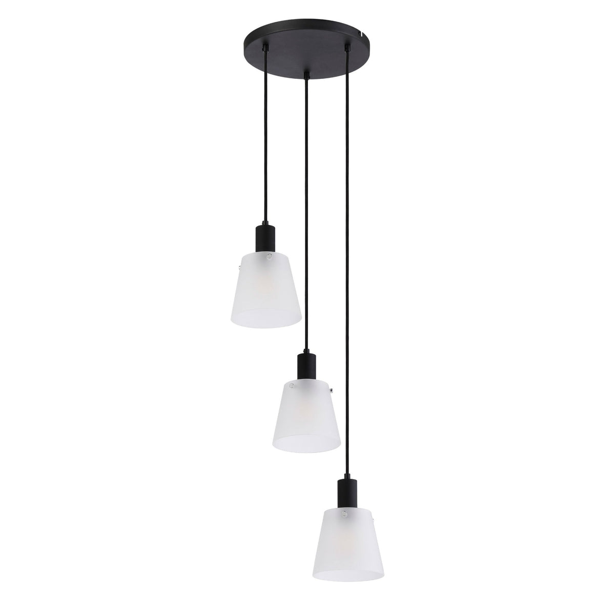 Essington 3 Drop Round Pendant with White Frosted Glass Shades