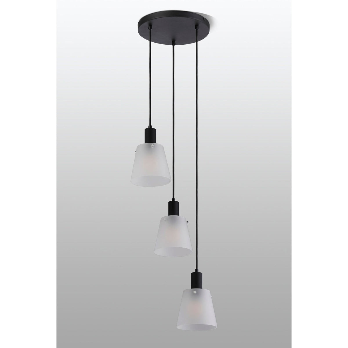 Essington 3 Drop Round Pendant with White Frosted Glass Shades