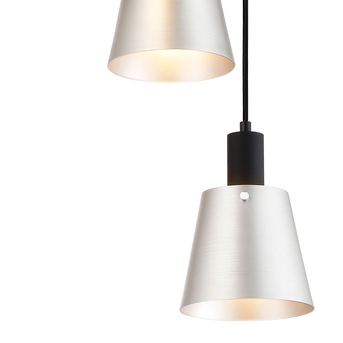 Essington 3 Drop Round Pendant with Light Grey and Silver Metal Shades