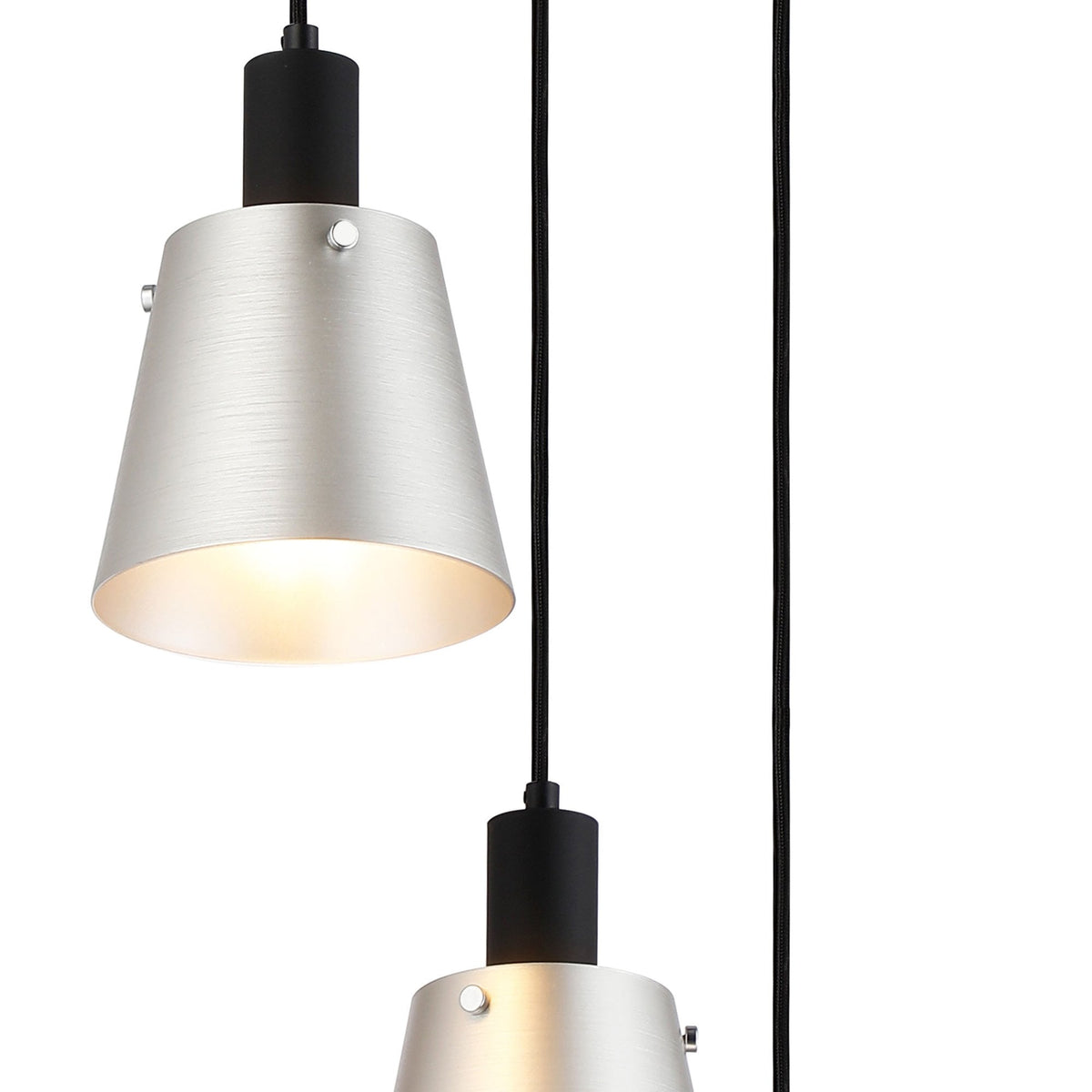 Essington 3 Drop Round Pendant with Light Grey and Silver Metal Shades