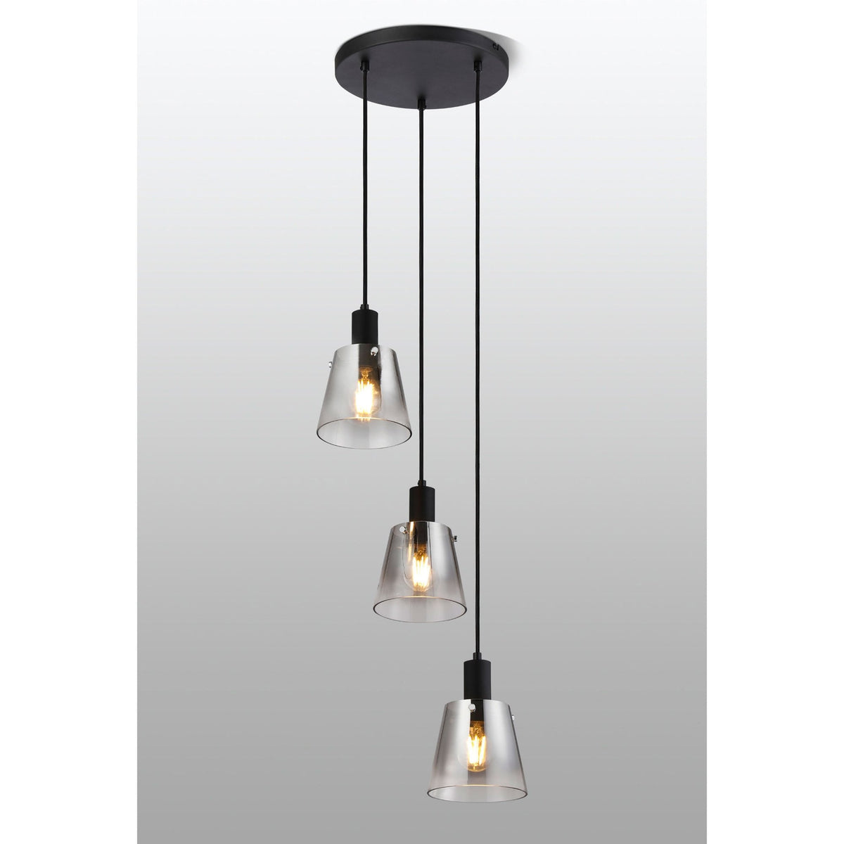 Essington 3 Drop Round Pendant with Smoke Fade Glass Shades