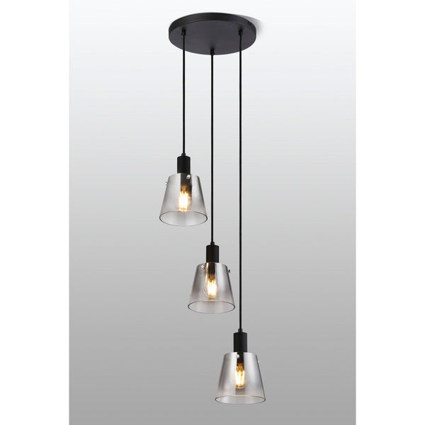 Essington 3 Drop Round Pendant with Smoke Fade Glass Shades