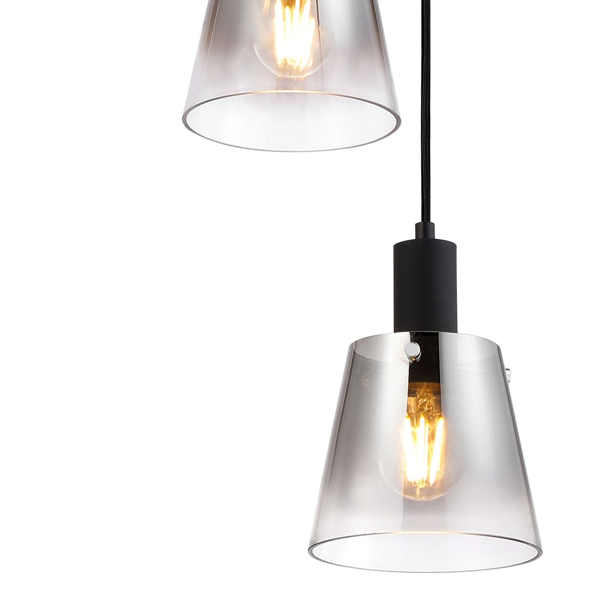 Essington 3 Drop Round Pendant with Smoke Fade Glass Shades
