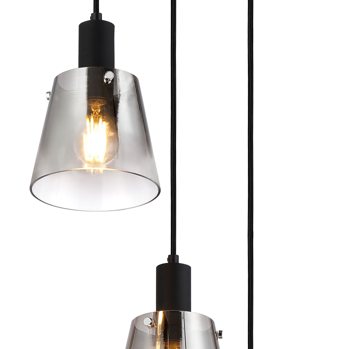 Essington 3 Drop Round Pendant with Smoke Fade Glass Shades