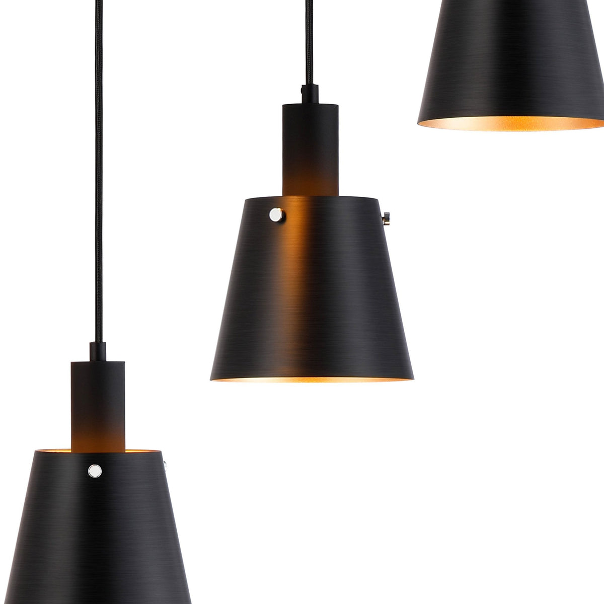 Essington 5 Drop Round Pendant with Sand Black and Gold Metal Shades