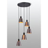 Essington 5 Drop Round Pendant with Brown and Copper Metal Shades