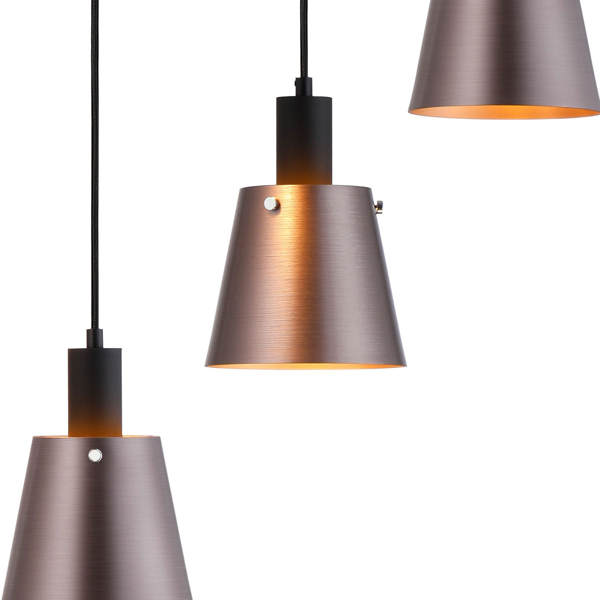Essington 5 Drop Round Pendant with Brown and Copper Metal Shades