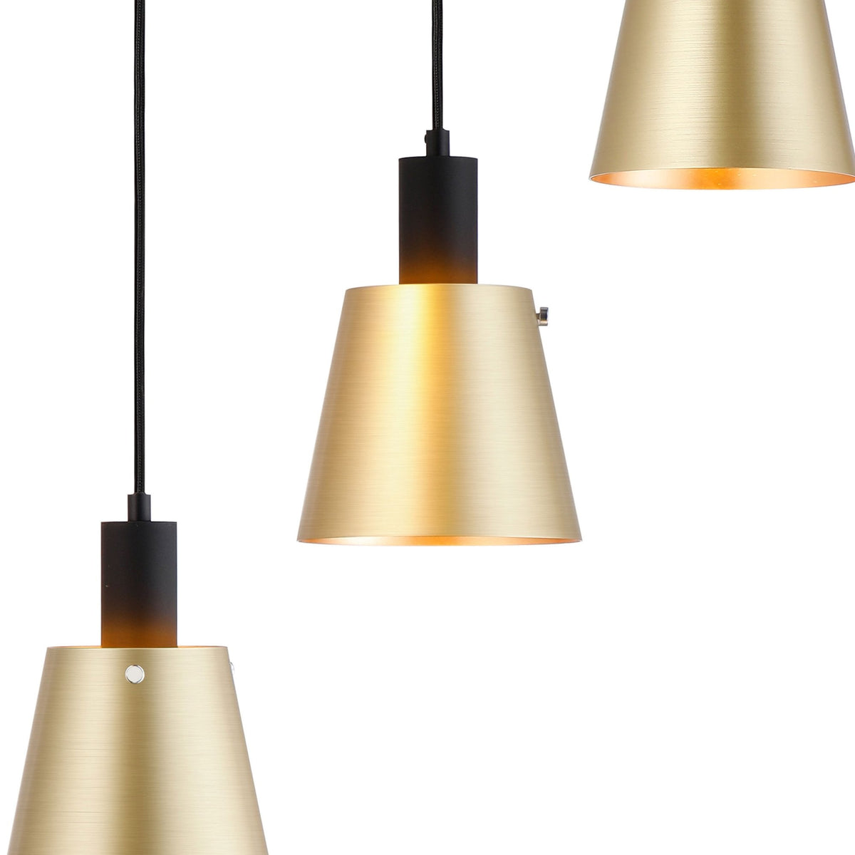 Essington 5 Drop Round Pendant with Brass and Gold Metal Shades