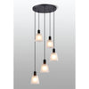 Essington 5 Drop Round Pendant with White Frosted Glass Shades