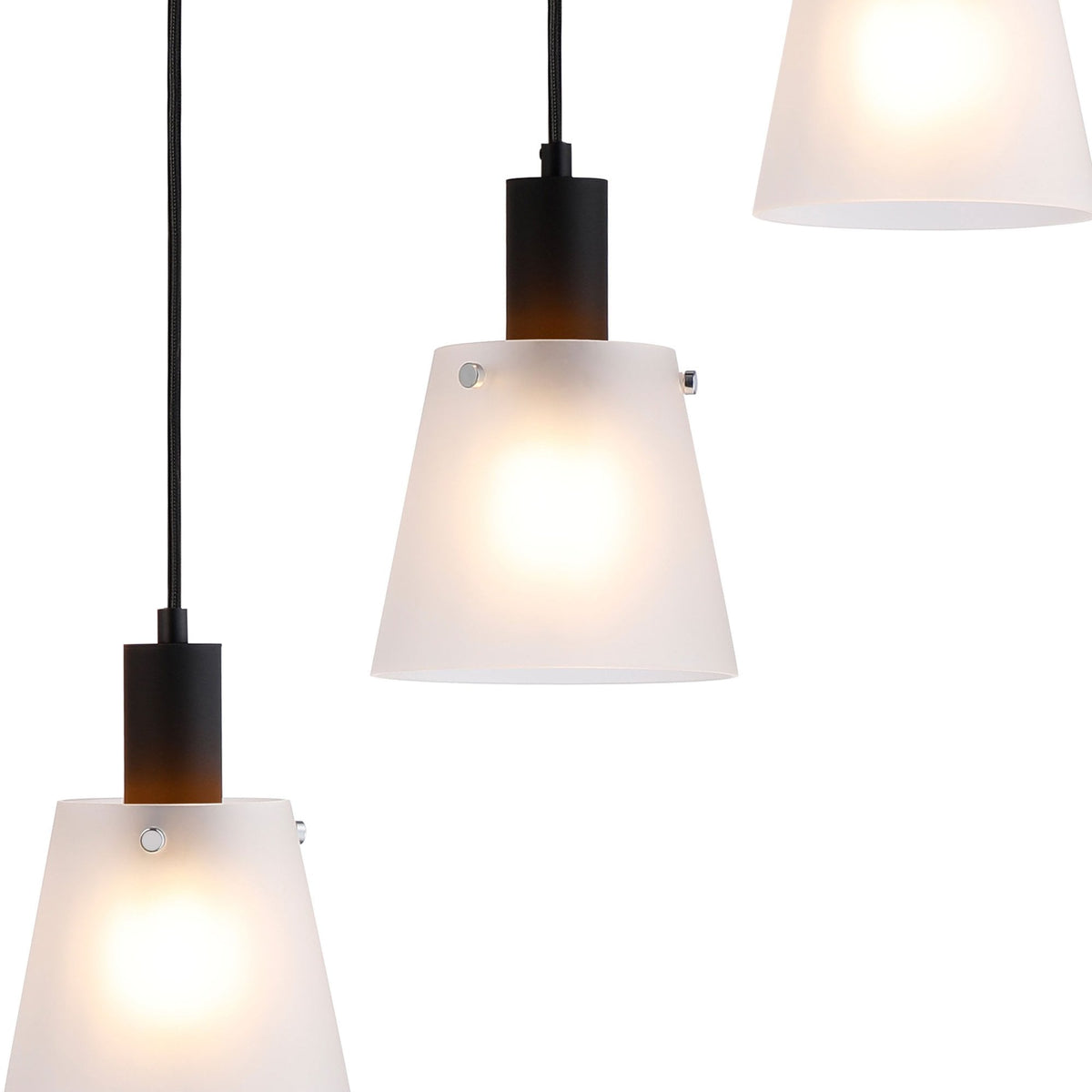 Essington 5 Drop Round Pendant with White Frosted Glass Shades