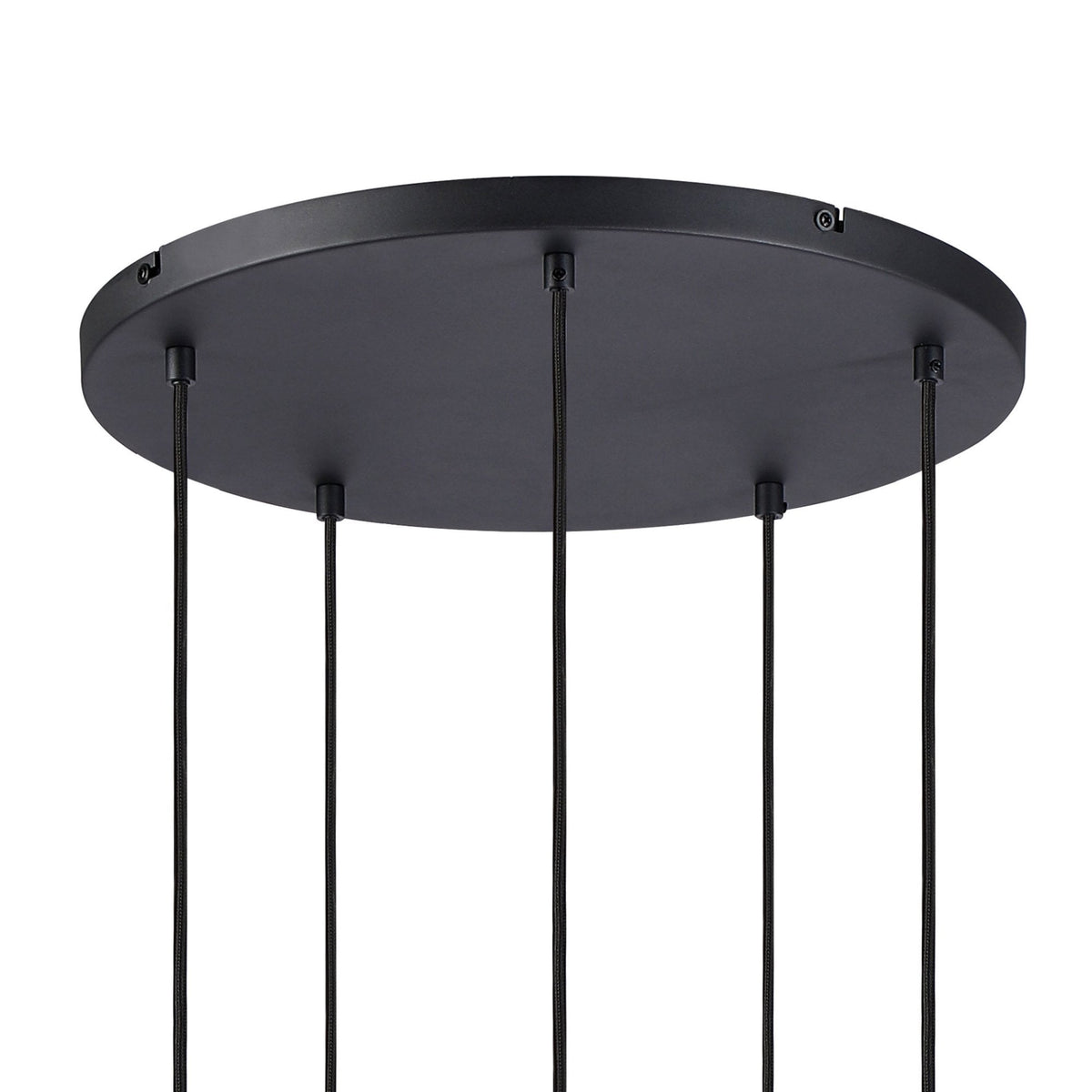 Essington 5 Drop Round Pendant with Light Grey and Silver Metal Shades
