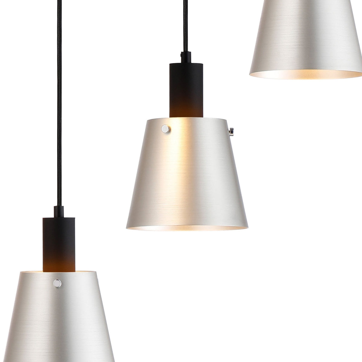 Essington 5 Drop Round Pendant with Light Grey and Silver Metal Shades