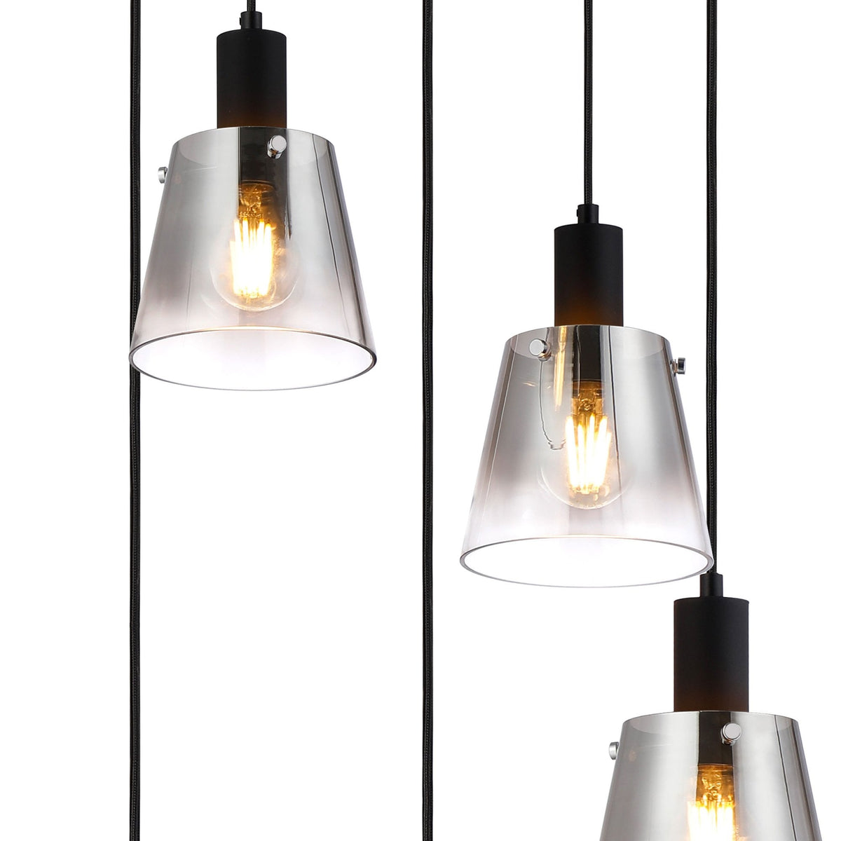 Essington 5 Drop Round Pendant with Smoke Fade Glass Shades