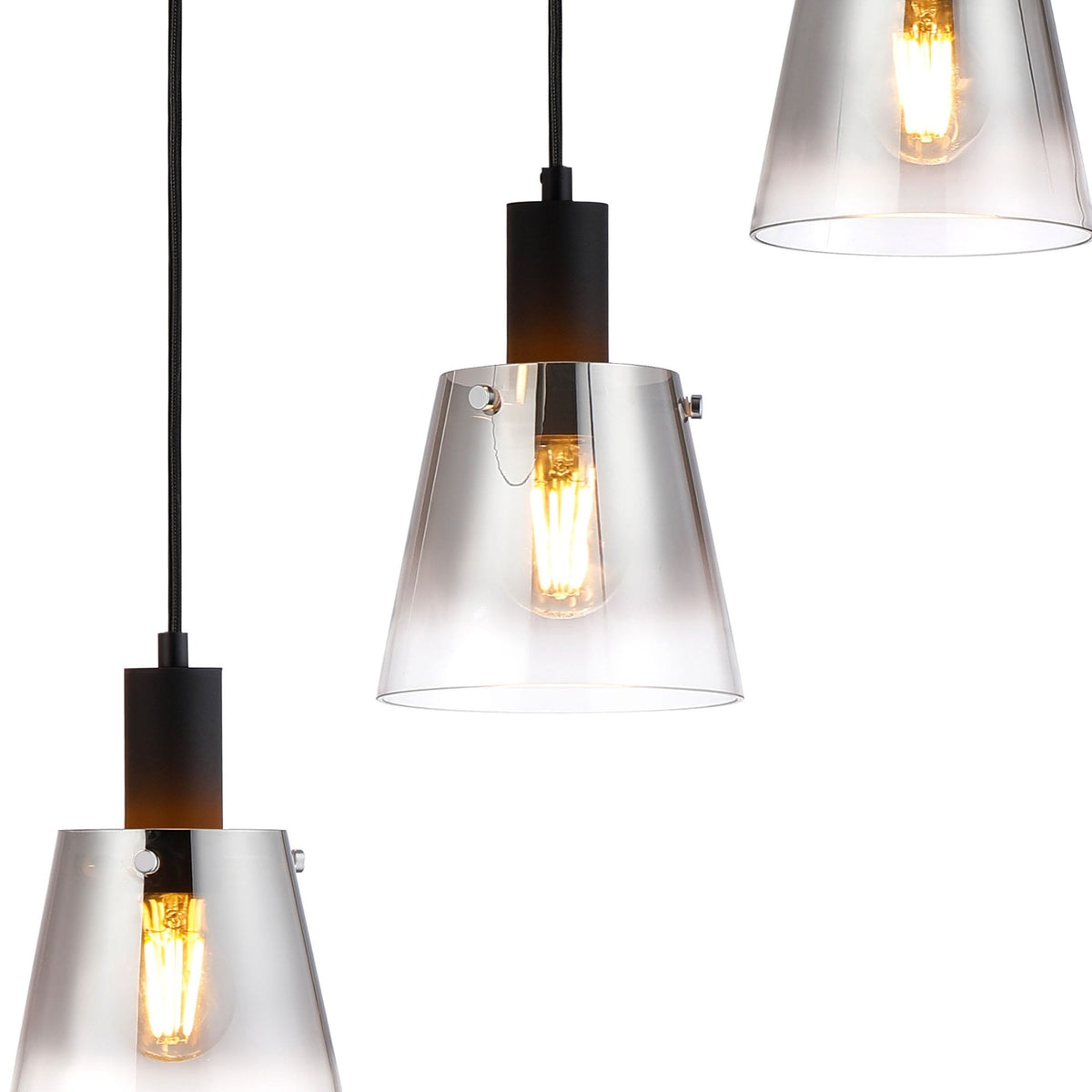Essington 5 Drop Round Pendant with Smoke Fade Glass Shades
