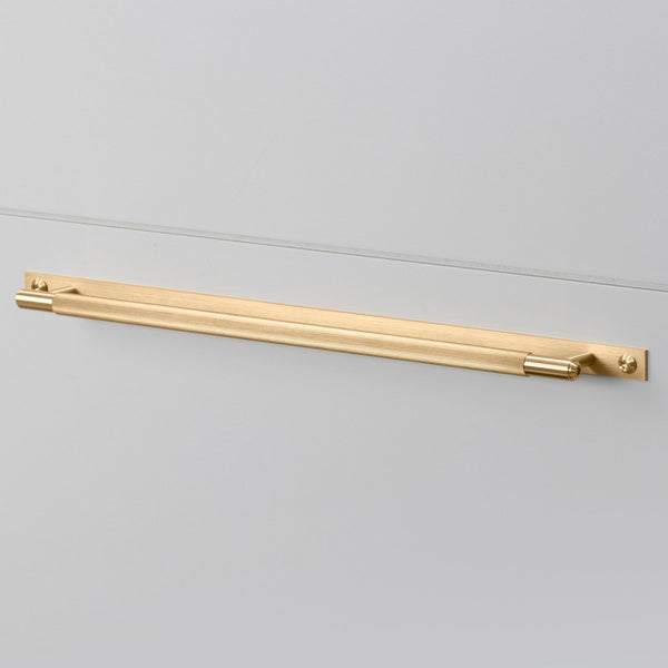 Linear Knurled Large Pull Bar Cabinet Handle With Back Plate In Solid Brass