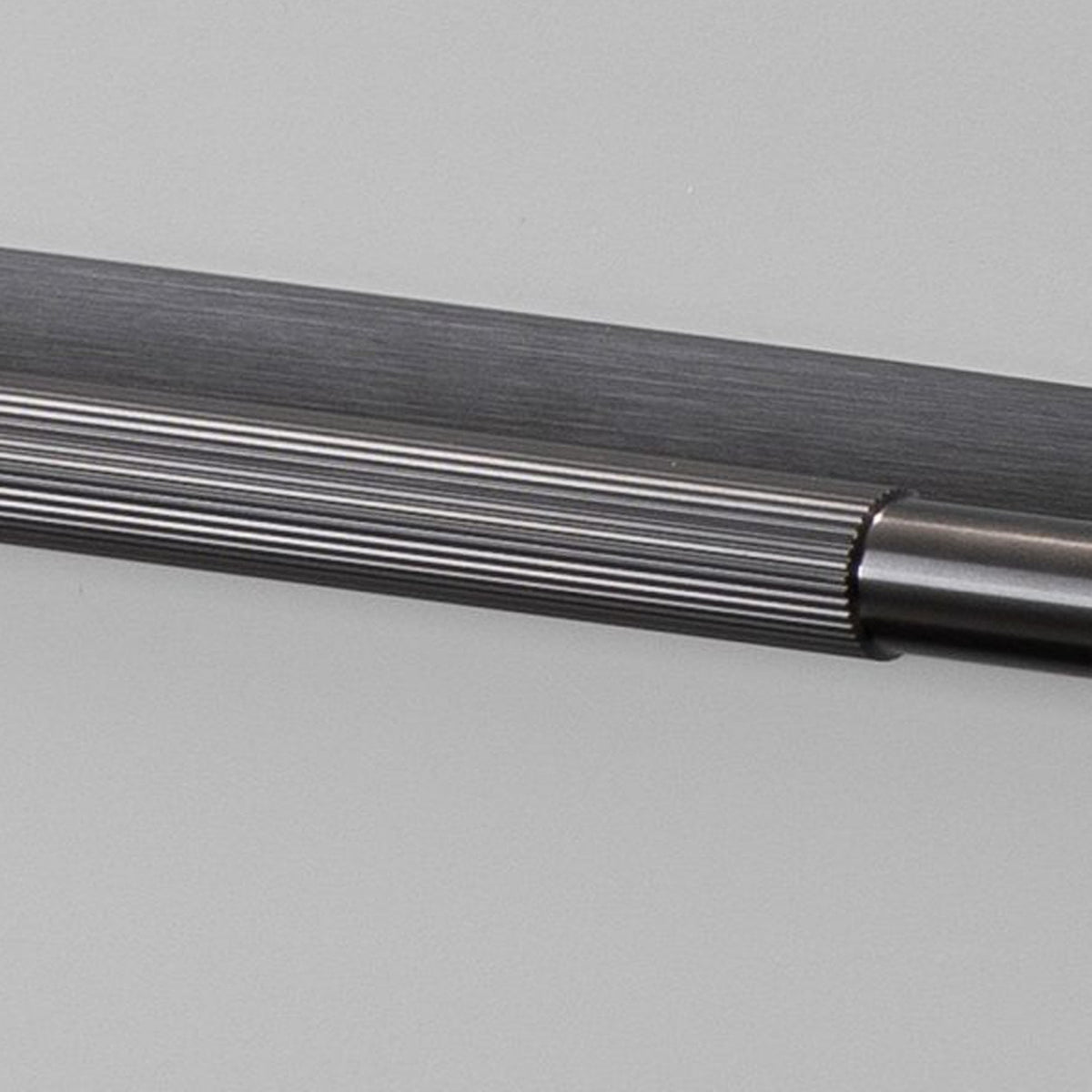 Linear Knurled Large Pull Bar Cabinet Handle With Back Plate In Gun Metal Grey