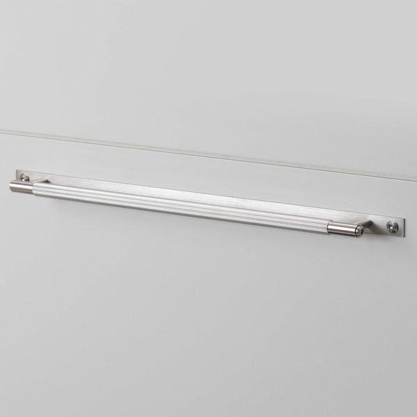 Linear Knurled Large Pull Bar Cabinet Handle With Back Plate In Solid Steel
