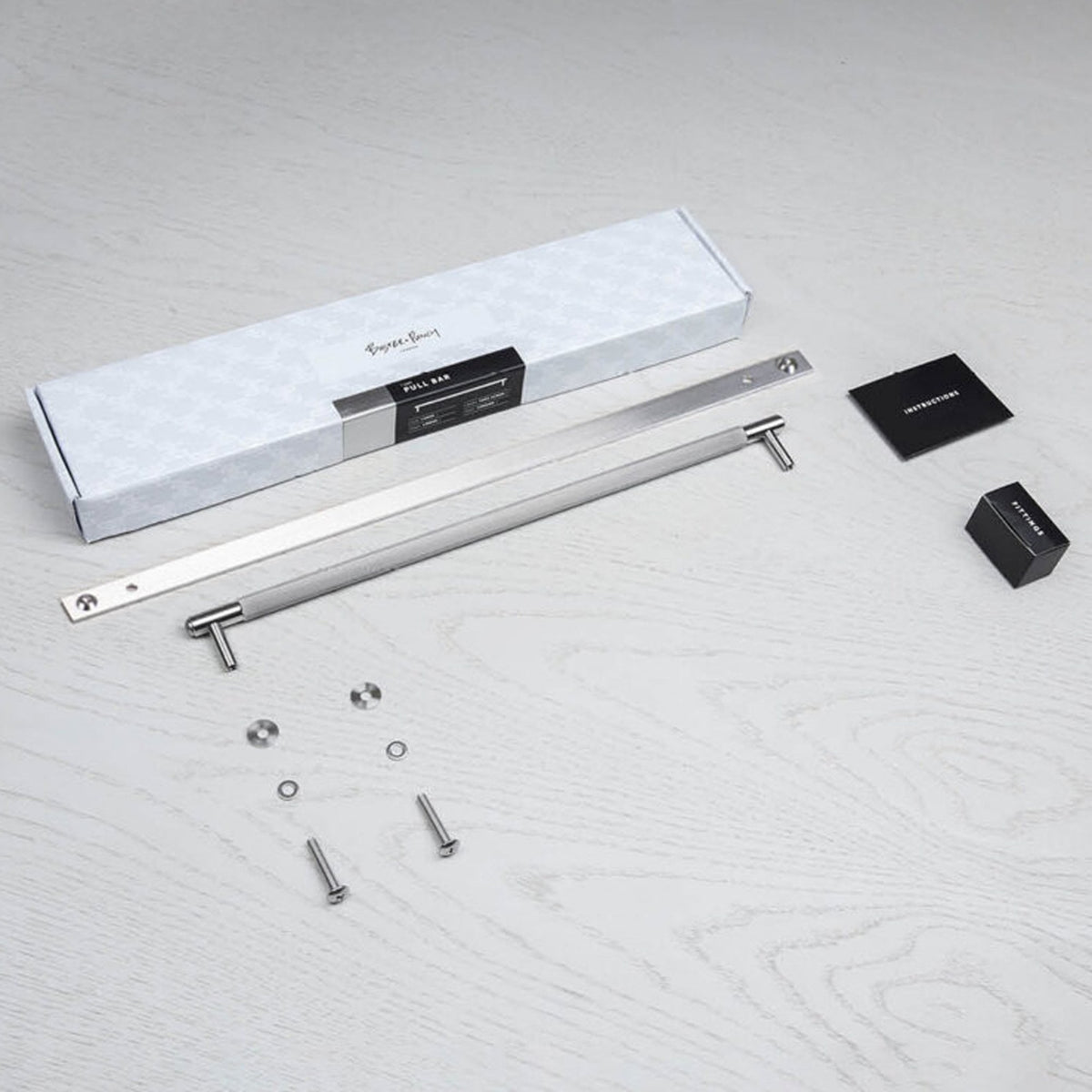 Linear Knurled Large Pull Bar Cabinet Handle With Back Plate In Solid Steel