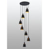 Essington 7 Drop Round Pendant with Sand Black and Gold Metal Shades