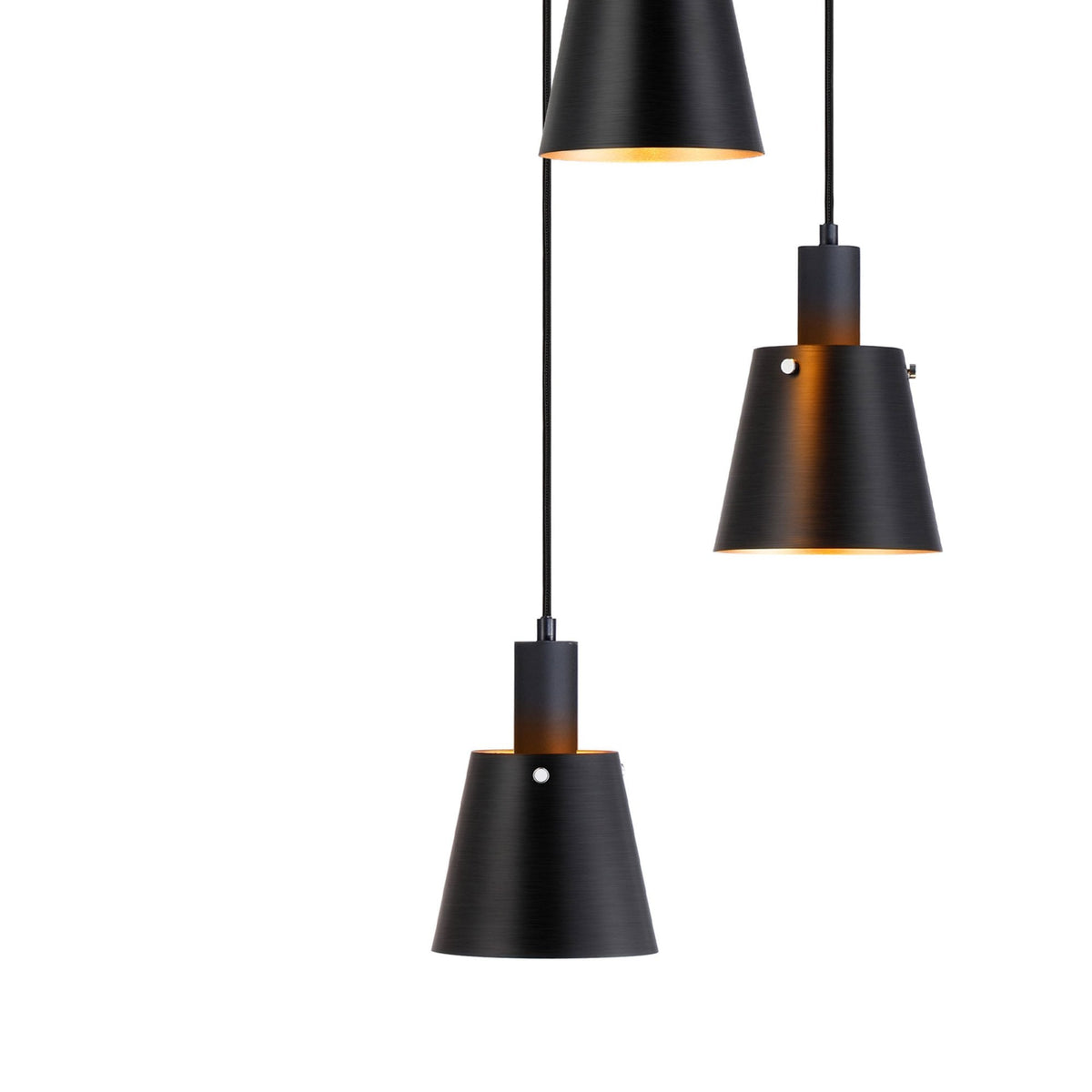 Essington 7 Drop Round Pendant with Sand Black and Gold Metal Shades