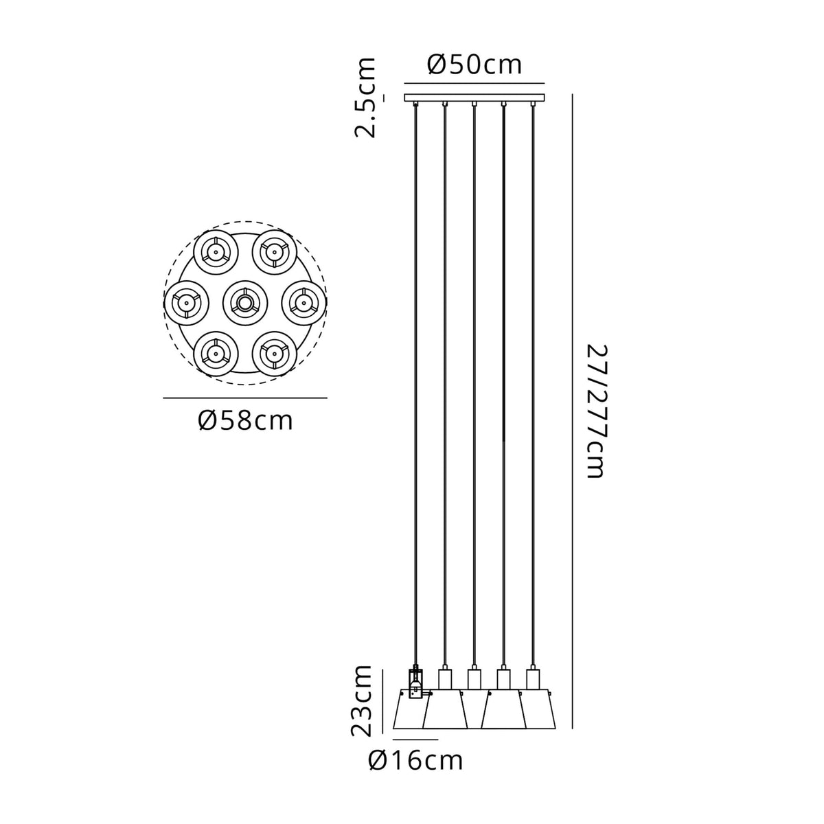 Essington 7 Drop Round Pendant with Sand Black and Gold Metal Shades