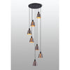 Essington 7 Drop Round Pendant with Brown and Copper Metal Shades
