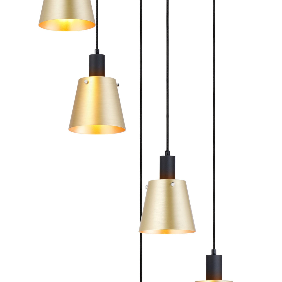 Essington 7 Drop Round Pendant with Brass and Gold Metal Shades