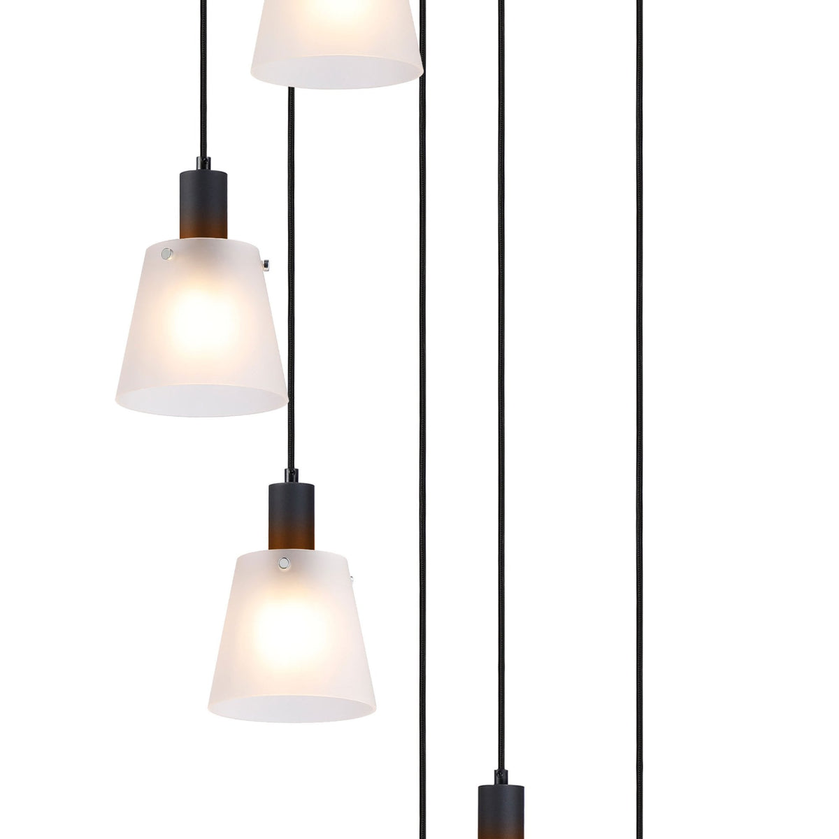 Essington 7 Drop Round Pendant with Frosted White Glass Shades