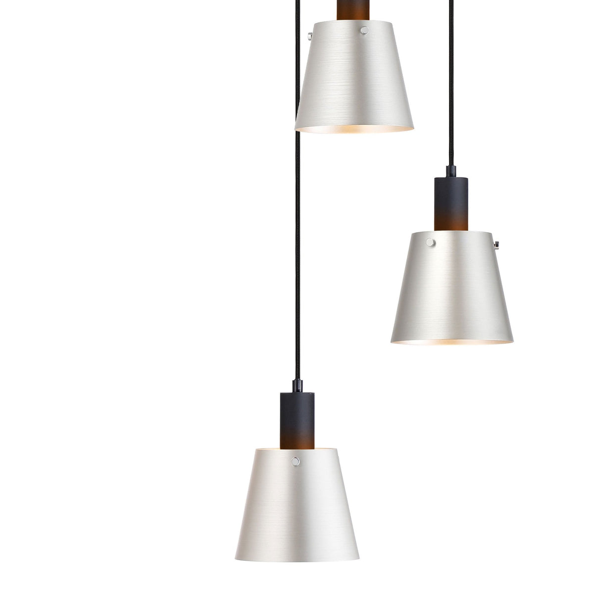 Essington 7 Drop Round Pendant with Grey and Silver Metal Shades