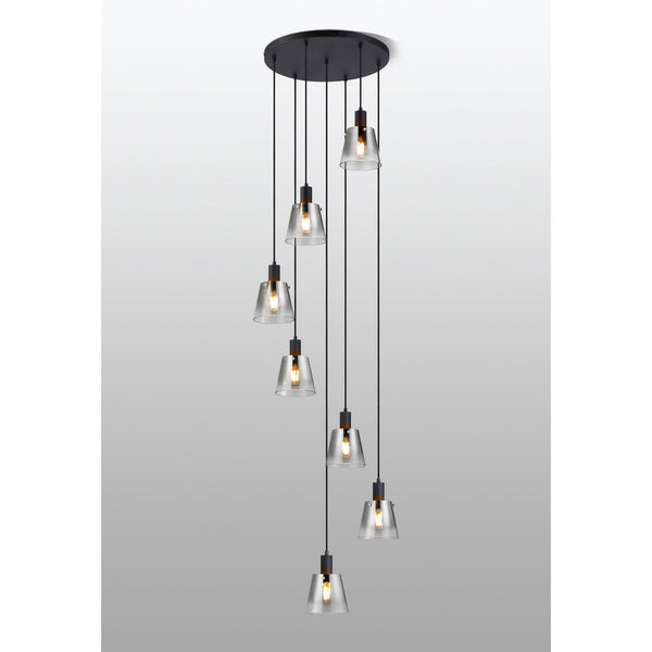 Essington 7 Drop Round Pendant with Smoke Fade Glass Shades