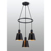 Essington 3 Drop Ring Pendant with Sand Black and Gold Metal Shades