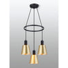 Essington 3 Drop Ring Pendant with Brass and Gold Metal Shades