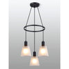 Essington 3 Drop Ring Pendant with White Frosted Glass Shades