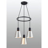 Essington 3 Drop Ring Pendant with Grey and Silver Metal Shades