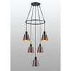 Essington 5 Drop Ring Pendant with Brown and Copper Metal Shades