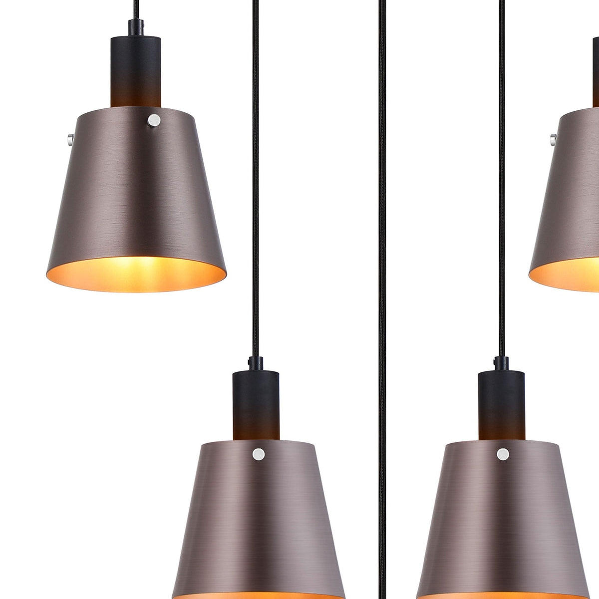 Essington 5 Drop Ring Pendant with Brown and Copper Metal Shades