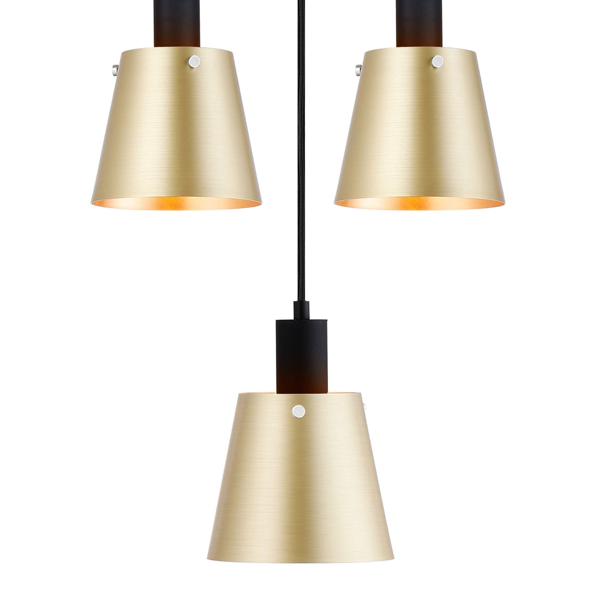 Essington 5 Drop Ring Pendant with Brass and Gold Metal Shades
