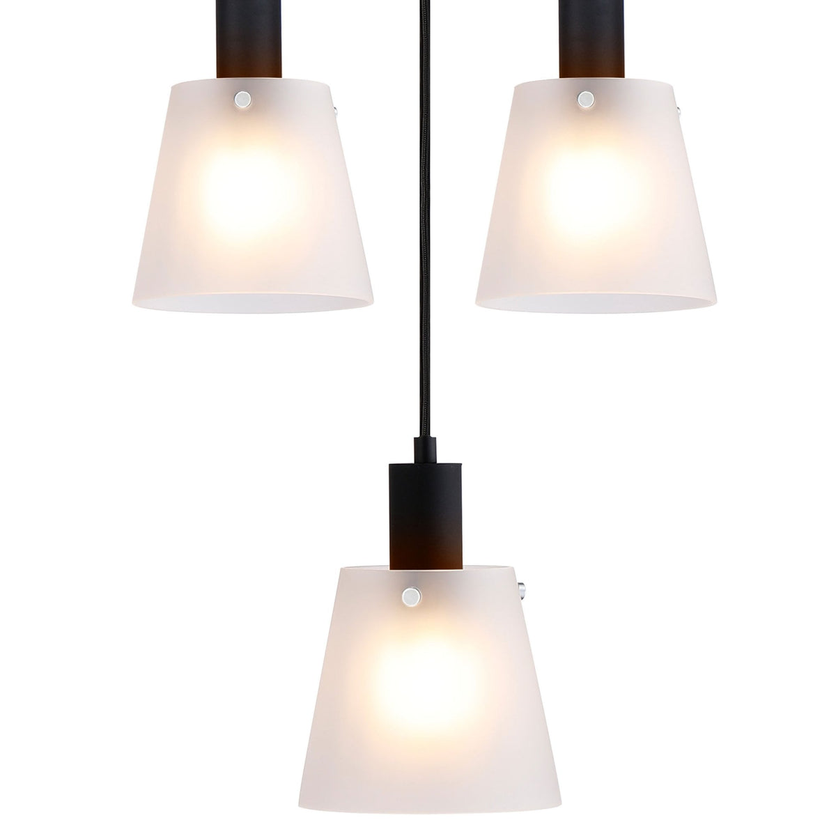 Essington 5 Drop Ring Pendant with Frosted White Glass Shades