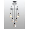Essington 5 Drop Ring Pendant with Grey and Silver Metal Shades