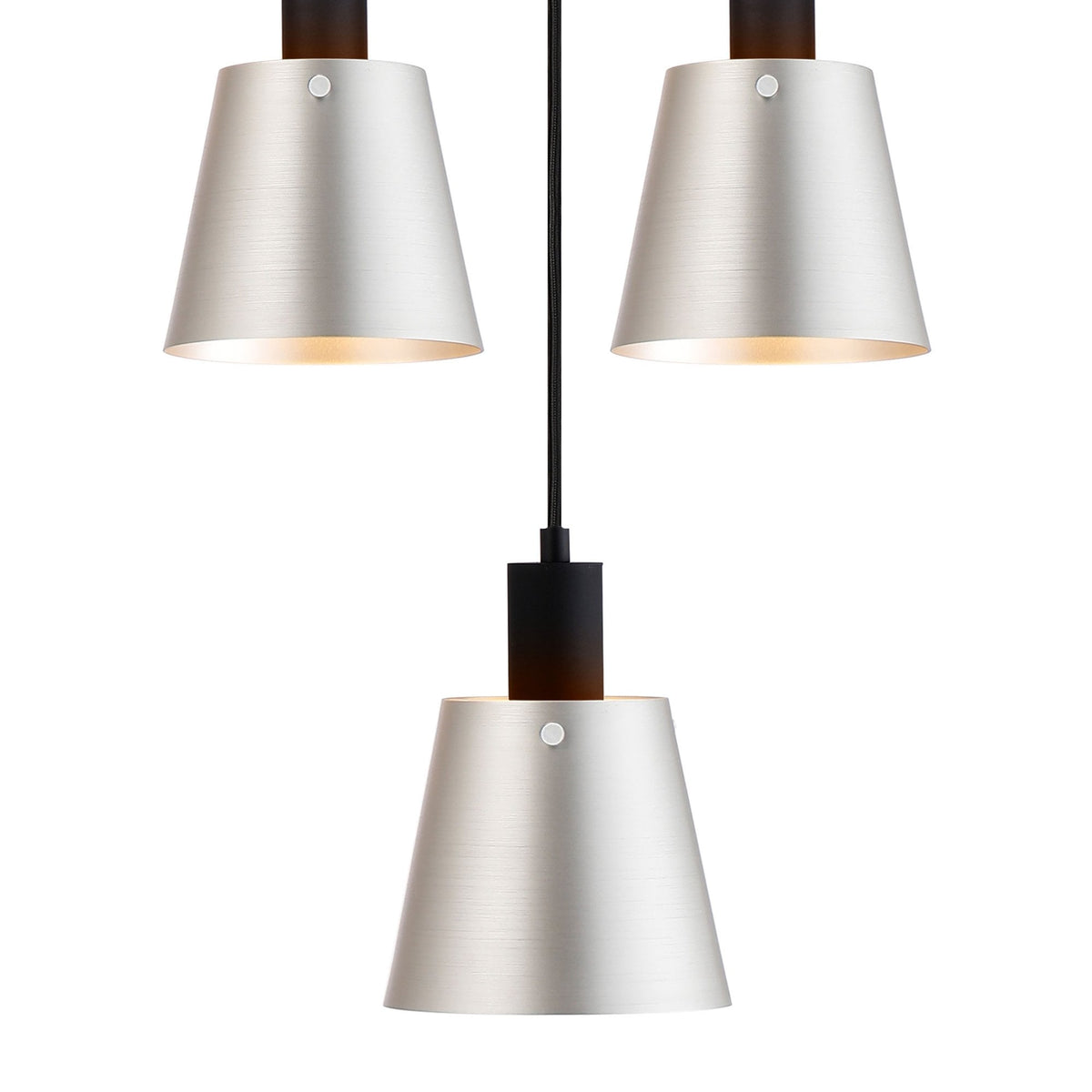 Essington 5 Drop Ring Pendant with Grey and Silver Metal Shades