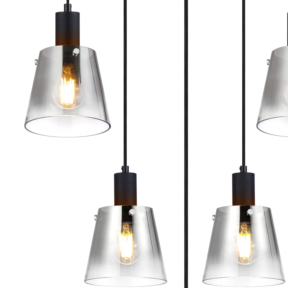 Essington 5 Drop Ring Pendant with Smoke Fade Glass Shades