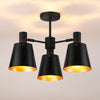 Essington 3 Arm Adjustable Semi Flush Ceiling Light with Sand Black and Gold Metal Shades