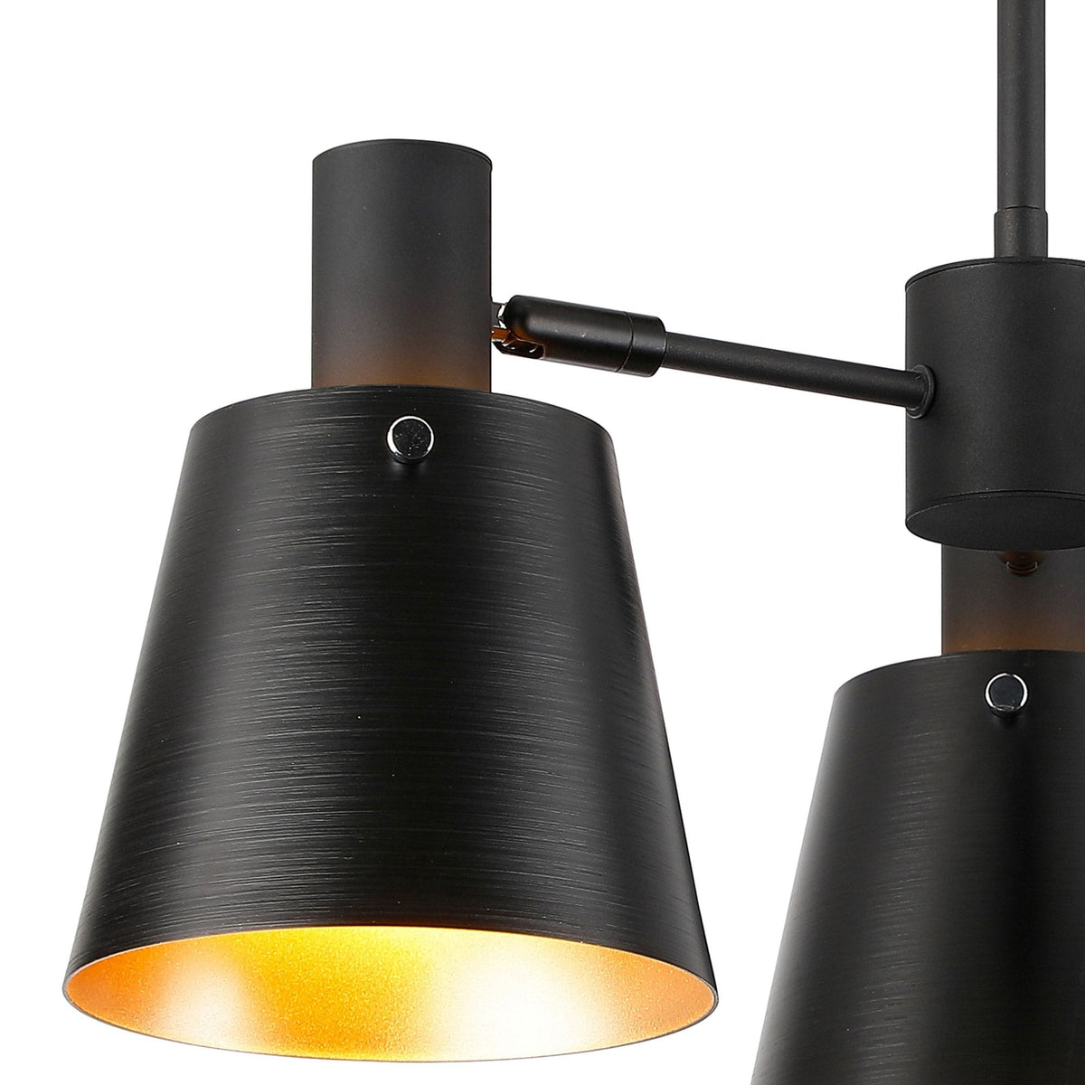 Essington 3 Arm Adjustable Semi Flush Ceiling Light with Sand Black and Gold Metal Shades